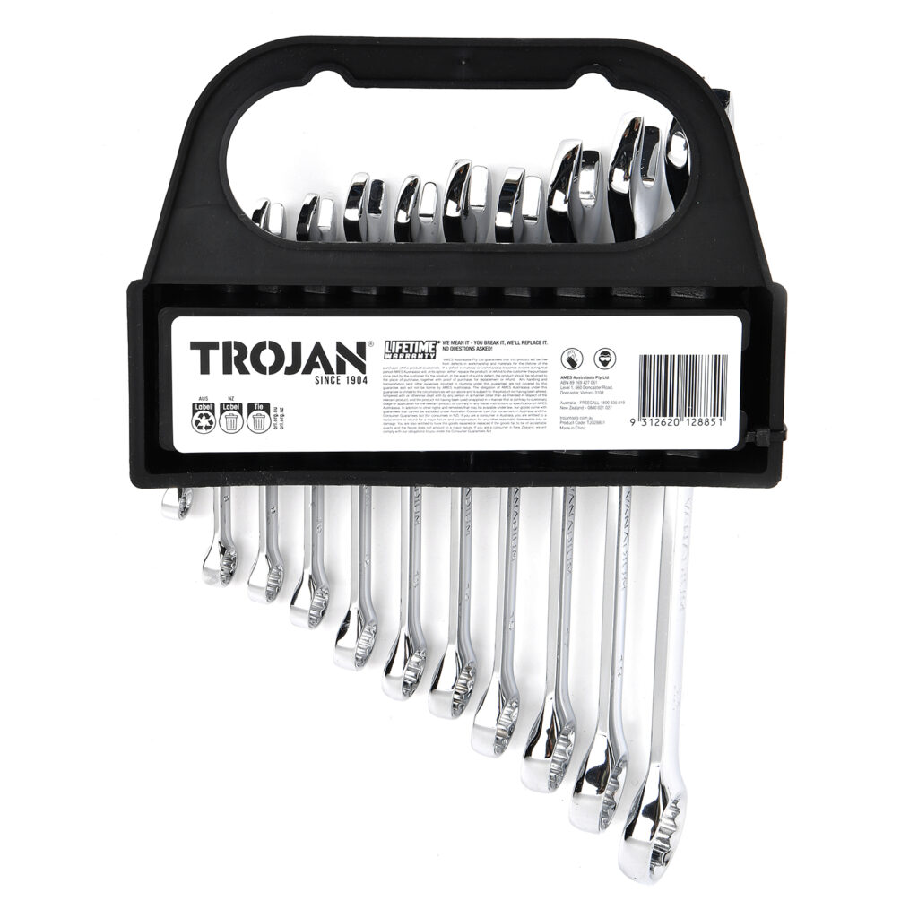 11 Piece Combination Spanner Set Metric - Trojan Tools